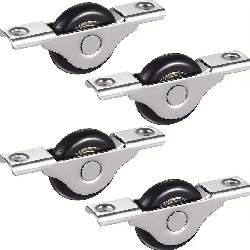Kits de rails de porte coulissante en métal robuste, avec 4 roues en plastique noir, raccords de por
