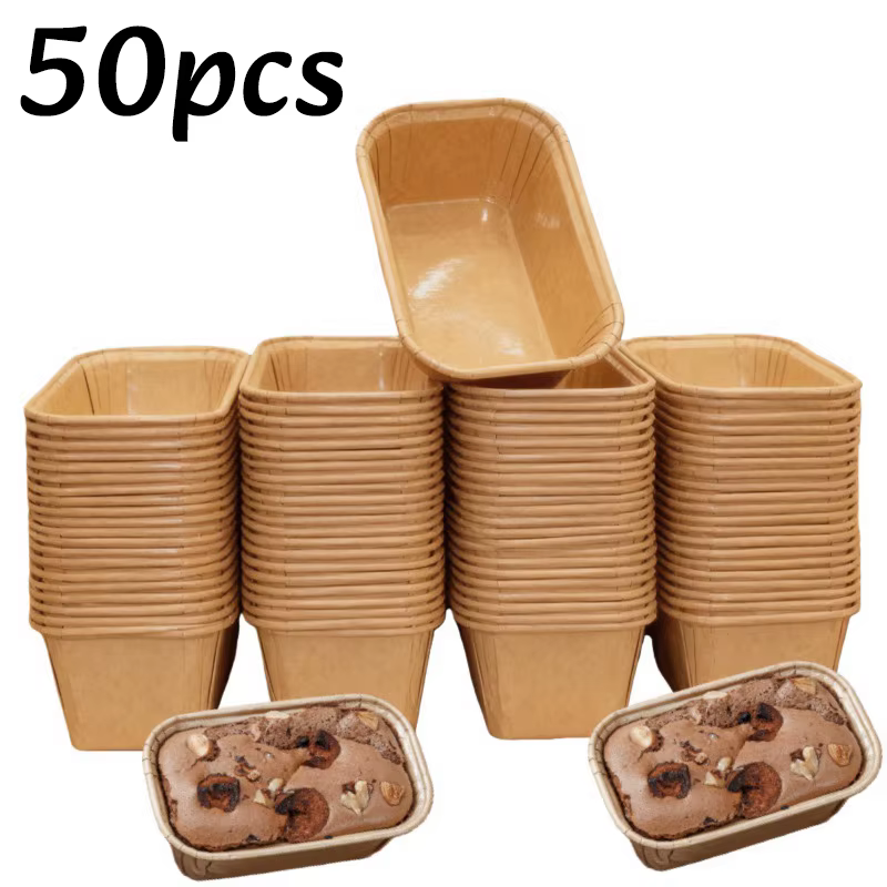 Tasse de cuisson en carton Anti-huile, boîte à pain rectangulaire avec rainuré, boîte de décoration 