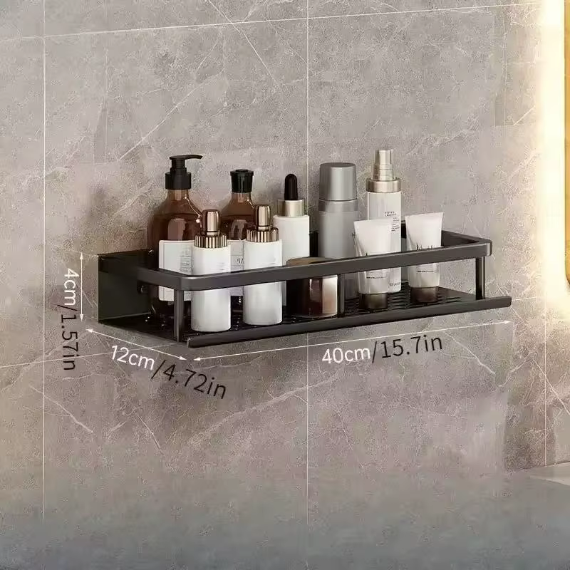 Étagère de douche murale sans perçage avec crochet amovible, auto-adhésive, à drainage rapide pour s