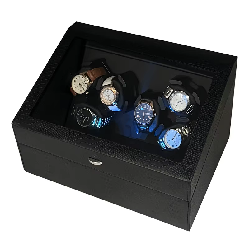 Boîte de remontoir de montre pour montres automatiques, support rotatif de 6 montres