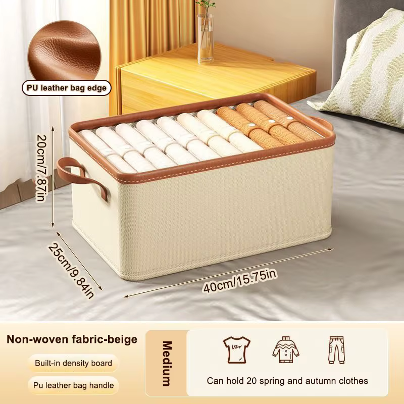 Bacs de rangement pour vêtements, pour placard avec poignées en PU, tiroir pliable, organisateur de 