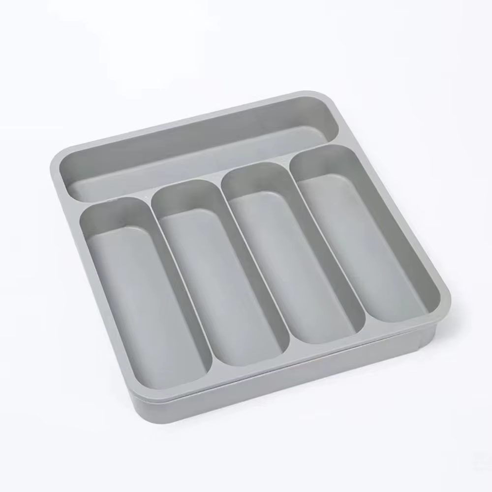 Organisateur de tiroir à couverts en plastique, 6 compartiments, gain de place, plateau à ustensiles