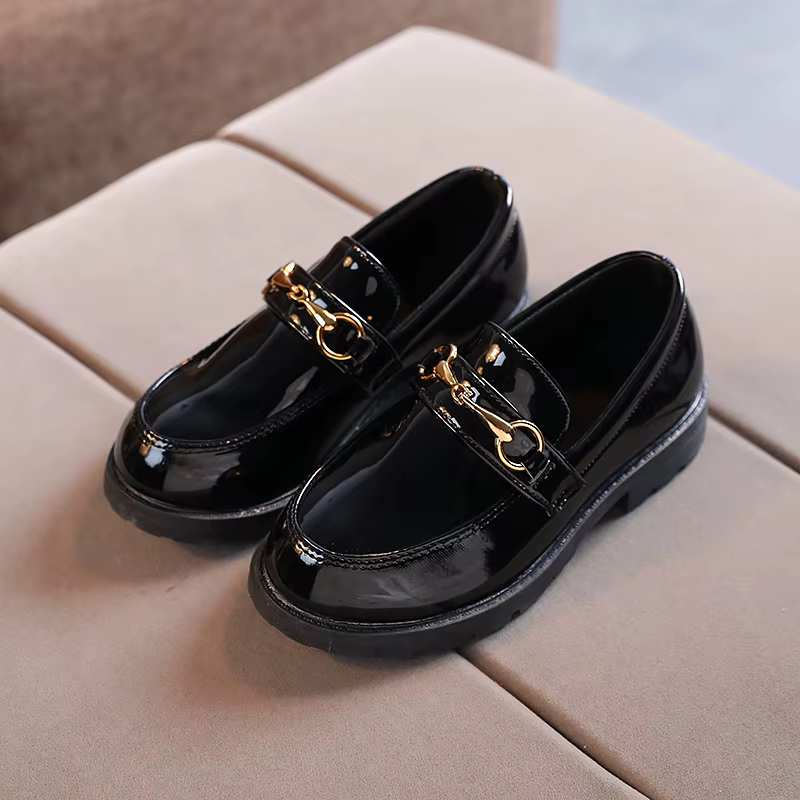 Chaussures en cuir pour enfants garçons 2026 Nouvelle mode Rétro Style britannique Noir Performance 