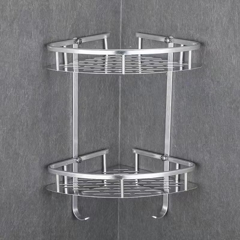 Étagère de salle de bain en aluminium, espace, caddie de douche sans poinçonnage, panier de rangemen