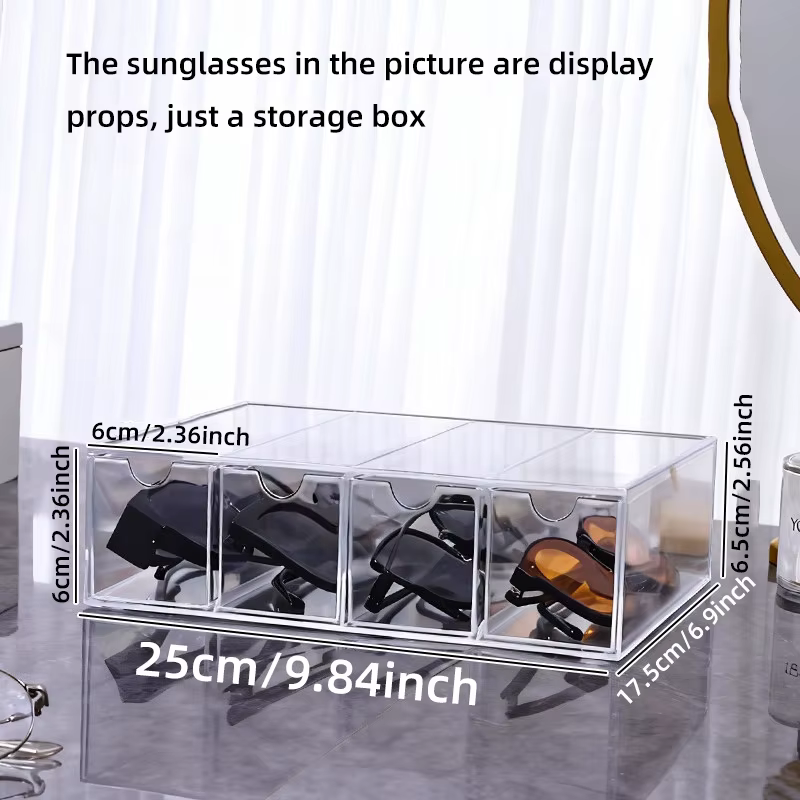 Boîte de rangement pour lunettes de vue, tiroir transparent pour la maison, organisateur de lunettes