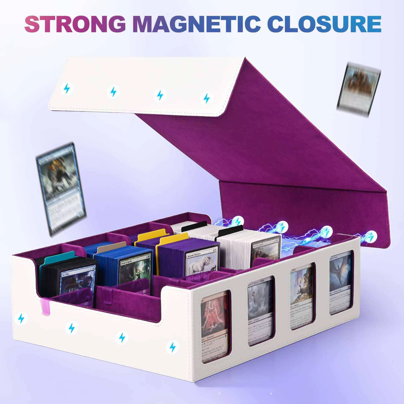 Boîte de rangement pour cartes, capacité de 2400+ cartes à pochettes individuelles, comprend 4 bloqu