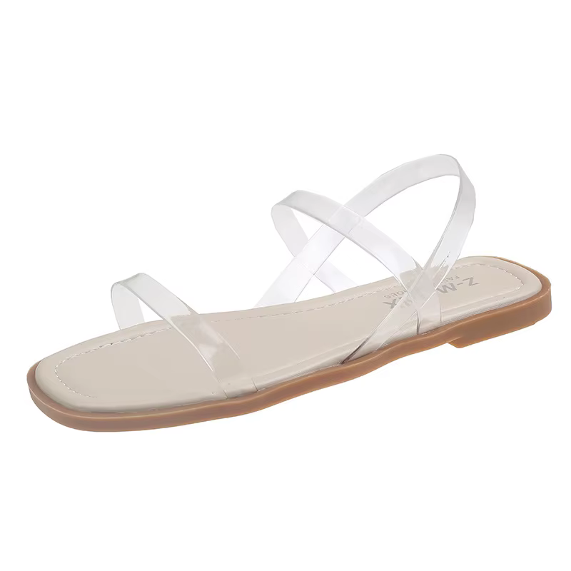 Sandales plates transparentes pour femmes, chaussures d'été, nouveau tempérament, doux, astronomique