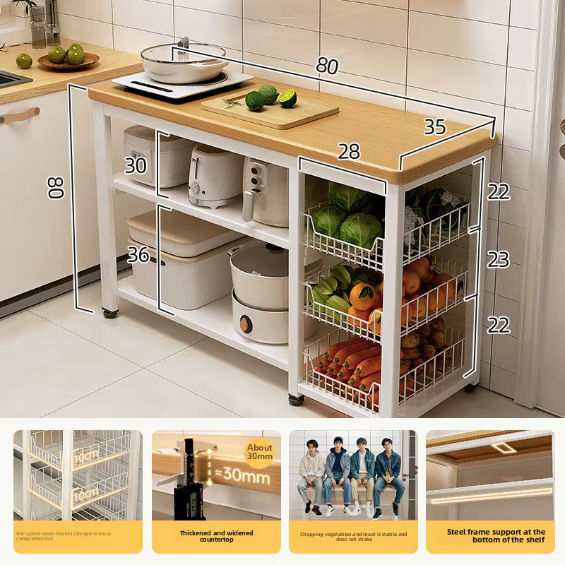 Support de rangement multifonctionnel, comptoir épais, unité d'étagère robuste pour cuisine, garde-m
