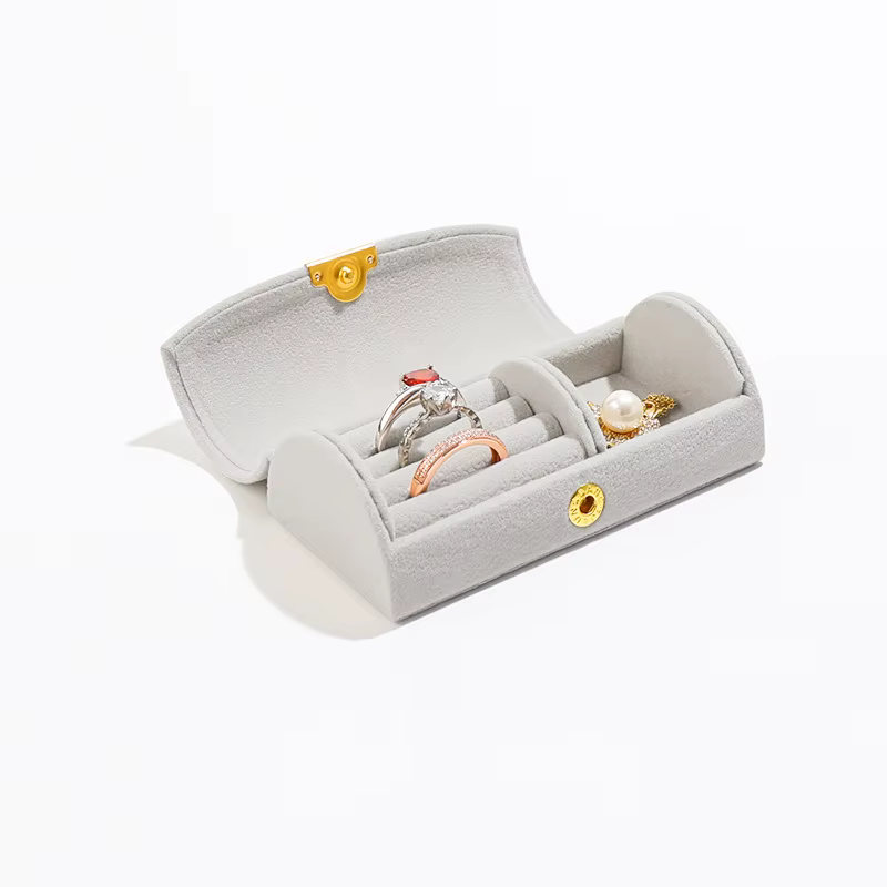 Boîte à bijoux en velours perlé pour femme, sac de rangement portable, collier, matiques, porte-bouc