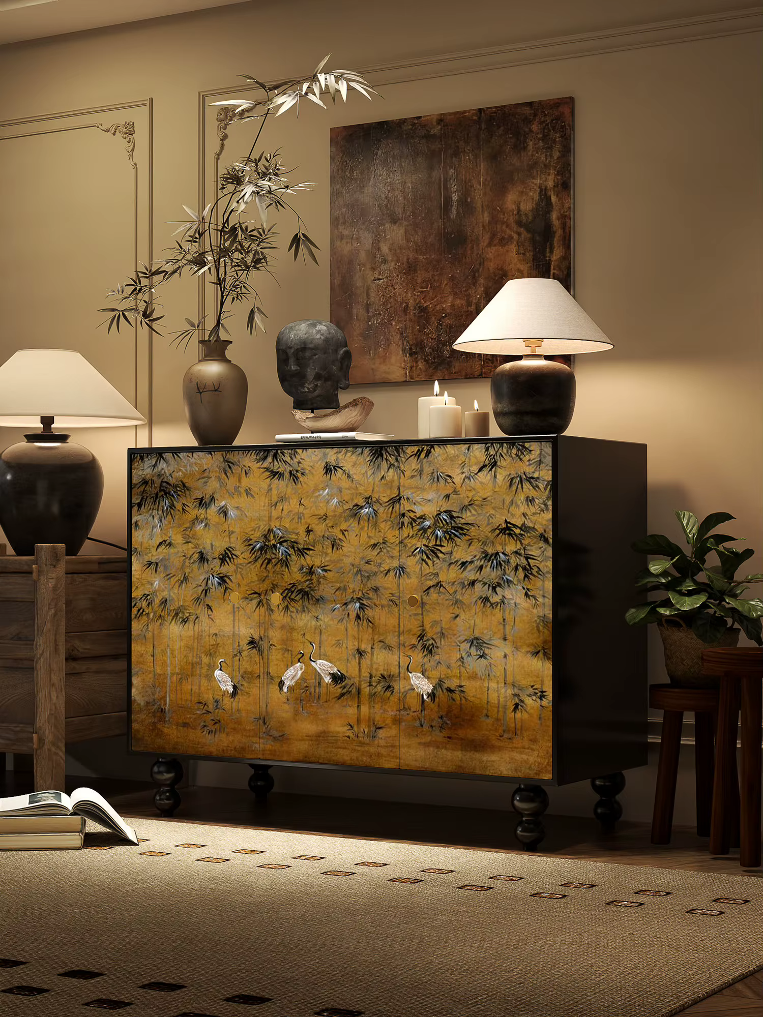 Meuble de rangement vintage pour salon, armoire à étagères ouvertes, organisateur d'artisanat, meubl