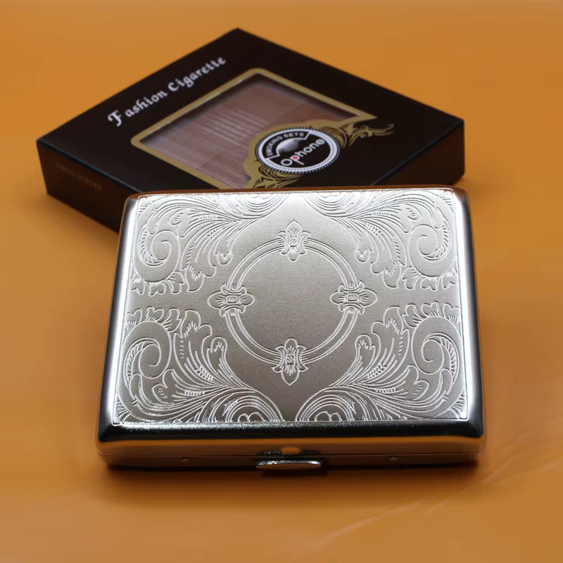 Nouvelle boîte à cigarettes en métal pour hommes avec 20 Cigarettes épaisses, boîte à cigarettes gra