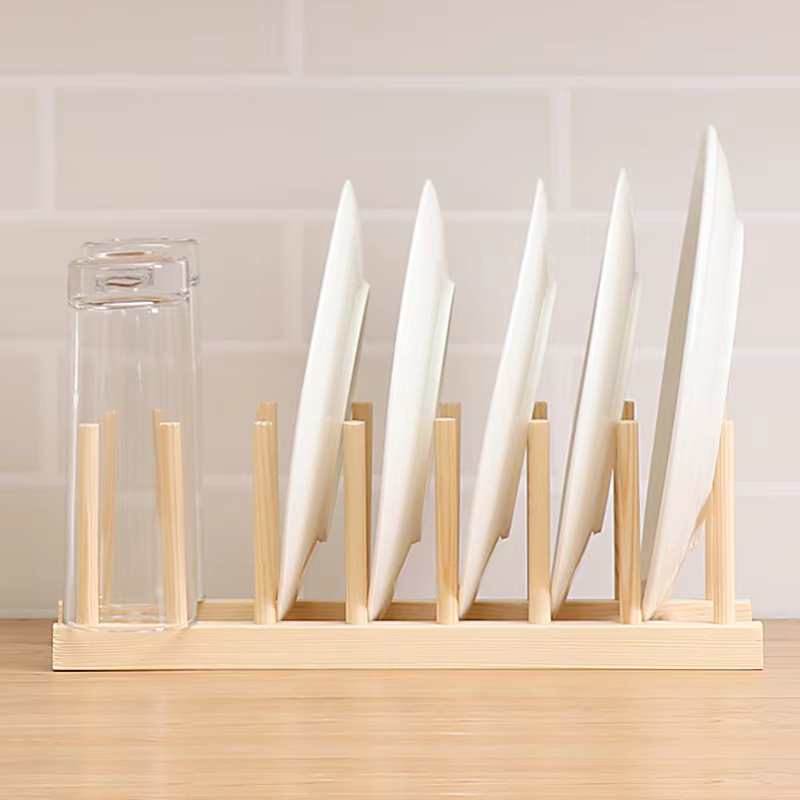 Casier de bricolage, égouttoir en bambou, support à assiettes en bois, organisateur de cuisine pour 