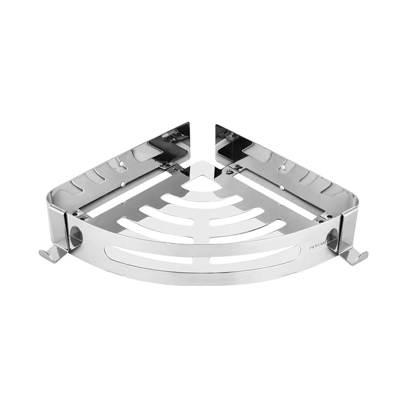 Étagères de salle de bains en acier inoxydable, organisateur d'étagère d'angle, ventouse de cuisine,