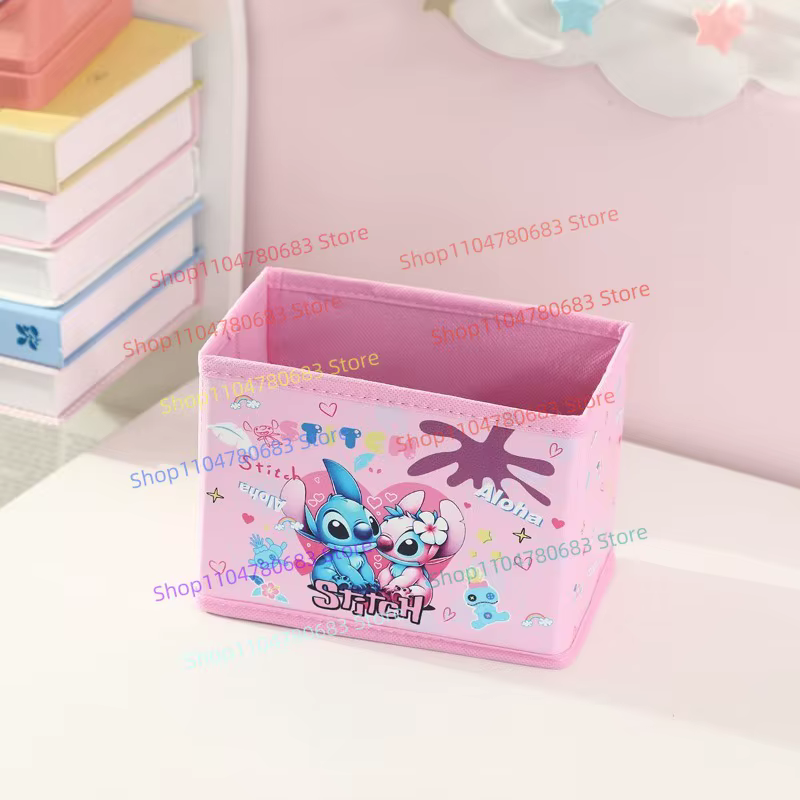 Boîte de rangement cosmétique pliable de bureau Kawaii Stitch Anime, ornement décoratif de dessin an