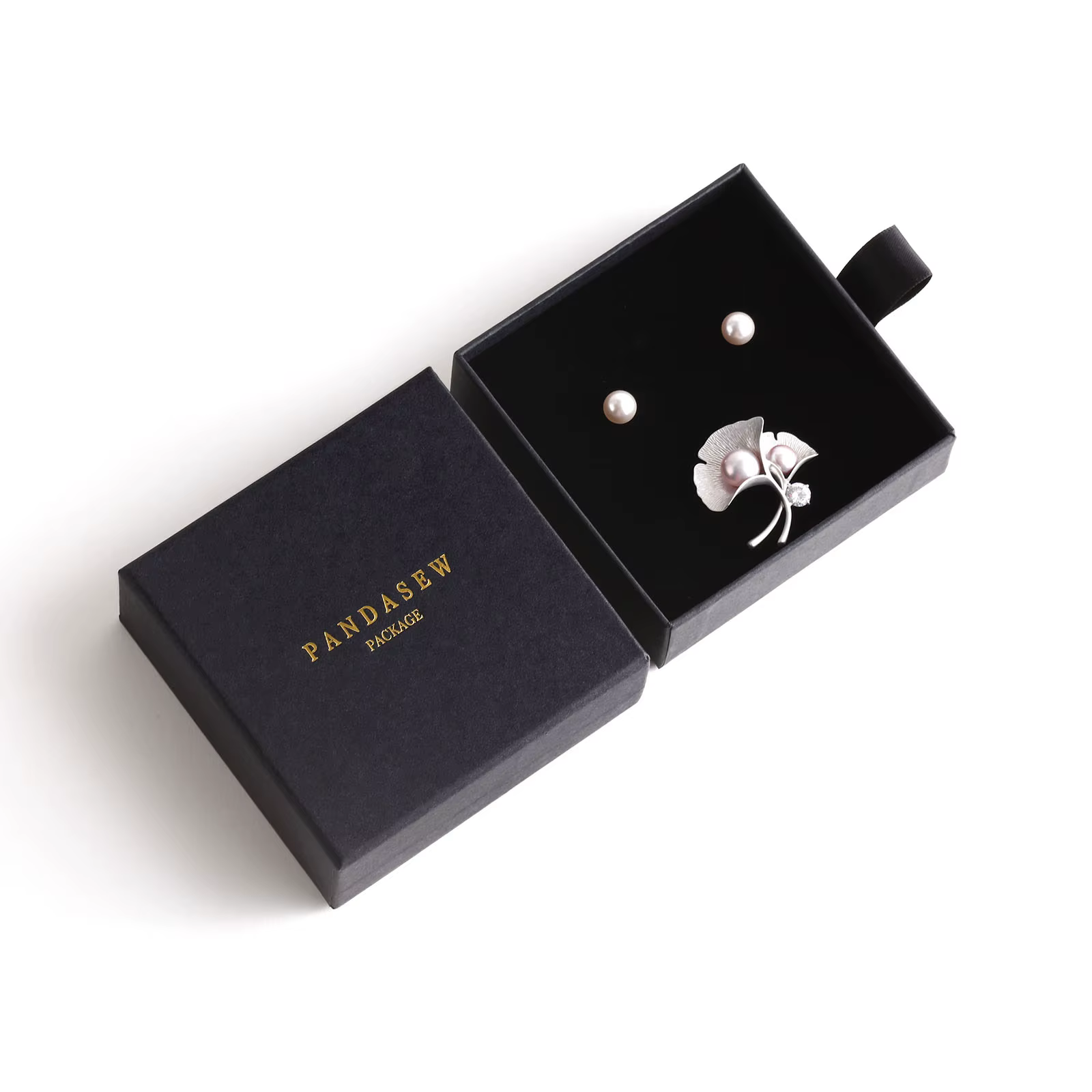 Boîte en carton avec pochette à bijoux en microfibre, tiroir cadeau d'emballage, logo personnalisé, 