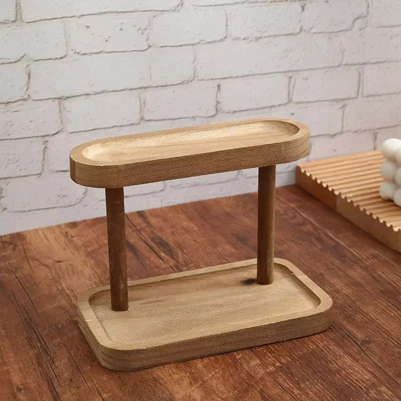 Étagère de rangement en bois à 2 niveaux, 1 pièce, organisateur de bureau, présentoir de bureau, coi