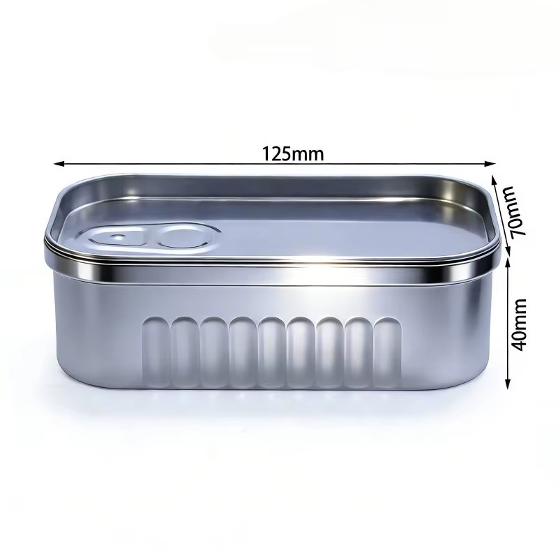 Boîte de rangement en forme de boîte de conserve de sardines, en métal portable, avec couvercle, pou