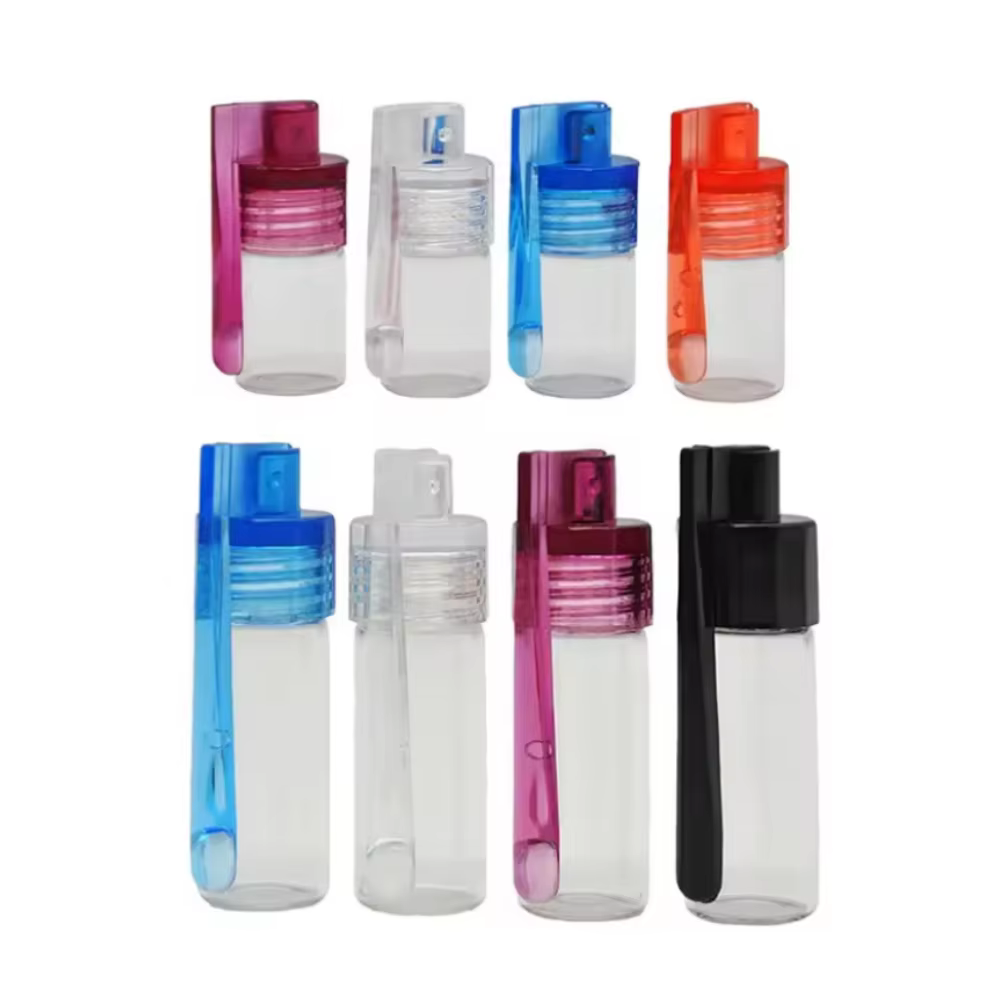 Boîte de rangement Portable 36MM 51MM, conteneur de bouteille, flacon en verre avec cuillère, étui à