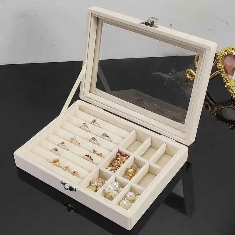 Boîte de rangement de bijoux, organisateur de boucles d'oreilles, bagues et colliers, porte-bijoux T