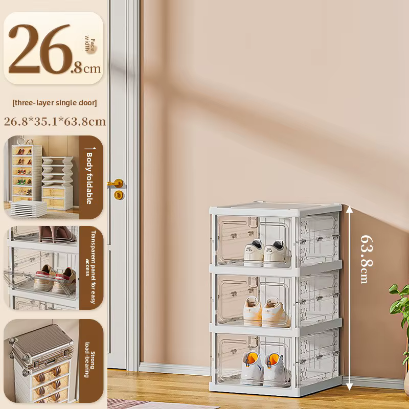 Meuble de rangement pliable transparent pour chaussures, étagère à collations domestique, boîte de r