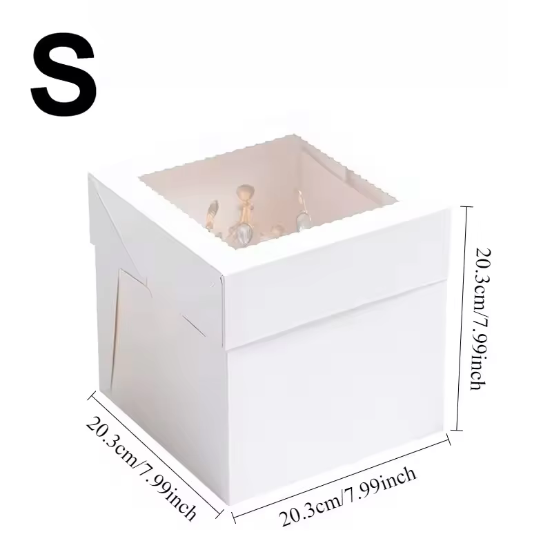 Boîte à gâteaux couverte blanche, boîte à gâteaux pliable à fenêtre, article jetable, fête d'anniver