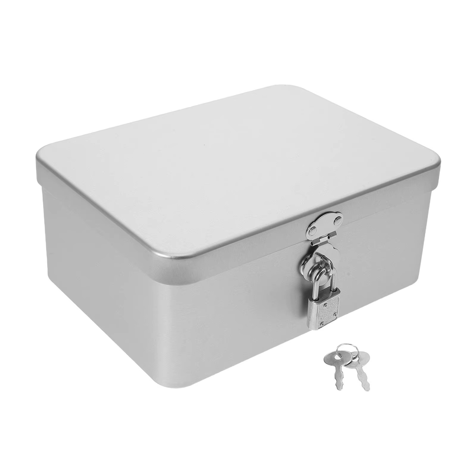 Boîte en métal avec couvercle, boîte de rangement en métal pour objets de valeur, argent liquide, bi