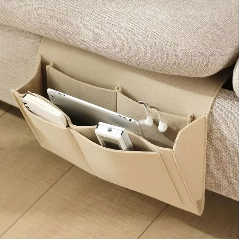 Sac de rangement de chevet en feutre, pochette de lit, sac de bureau, canapé TV, télécommande, caddi
