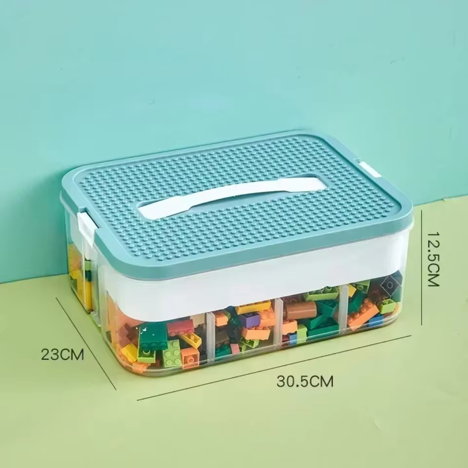 Boîte de rangement pour blocs de construction pour enfants, transparente, empilable, organisateur de