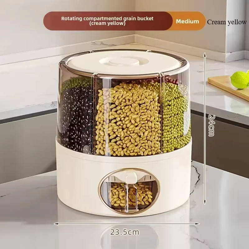 Distributeur de riz rotatif à 360°, boîte de rangement multi-compartiments pour céréales, conteneur 