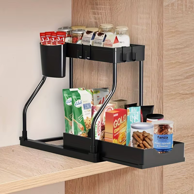 Évier de cuisine, étagère de rangement minimaliste pour salle de bain, étagère de rangement coulissa