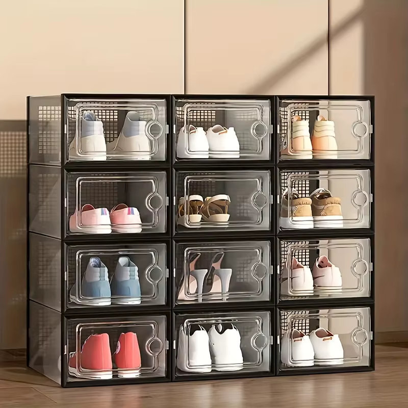 Boîte à chaussures modulaire peu encombrante de grande capacité 6 pièces, plastique Transparent empi
