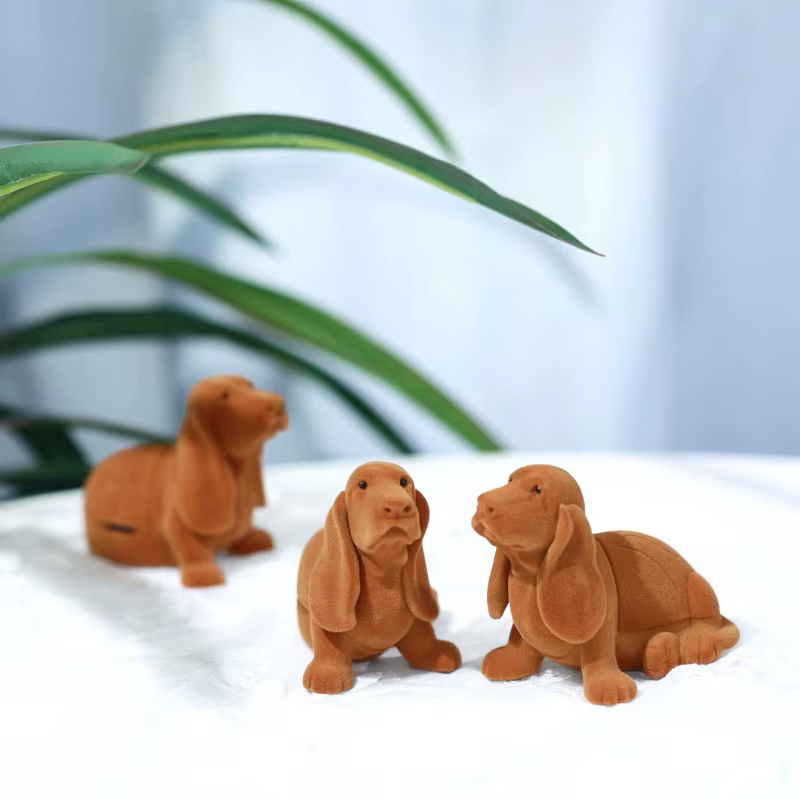 Boîte à bijoux flocage de chiot marron, boîte de rangement de bijoux de dessin animé mignon, boîte d