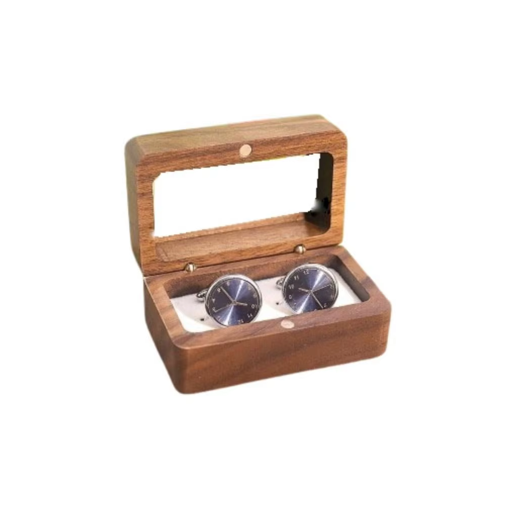 Boîte à bagues en bois à Double fente, fenêtre d'ouverture rectangulaire, boîte à boutons de manchet