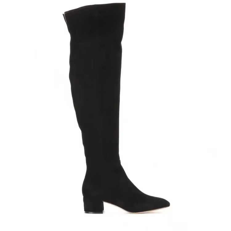 Chaussures d'hiver pour femmes, bottes au dessus du genou, à la mode, à tête ronde, mi-talon, en lai