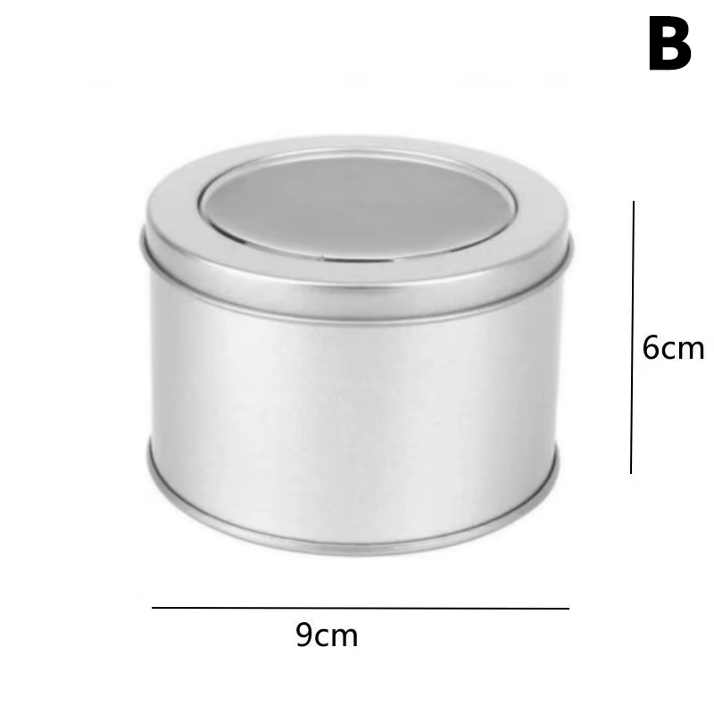 Boîte ronde carrée en fer blanc, fenêtre transparente, boîte de rangement en fer, pot de thé, de nou