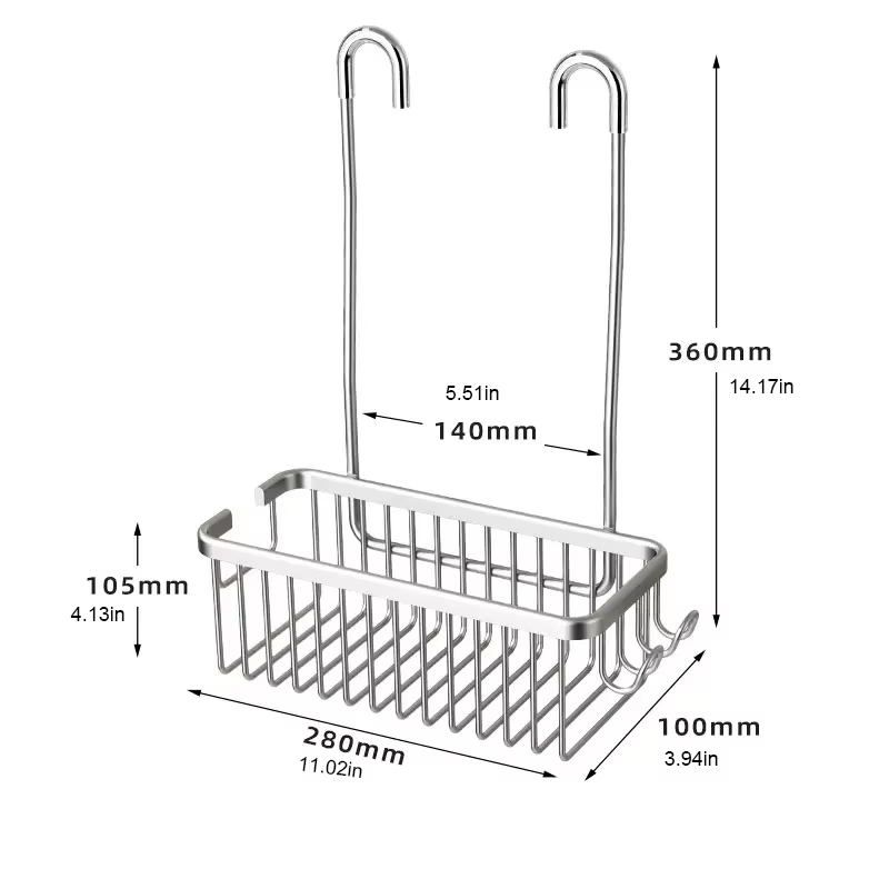 Étagère amovible sans perçage, panier de salle de bain en aluminium, support à shampoing sans perfor