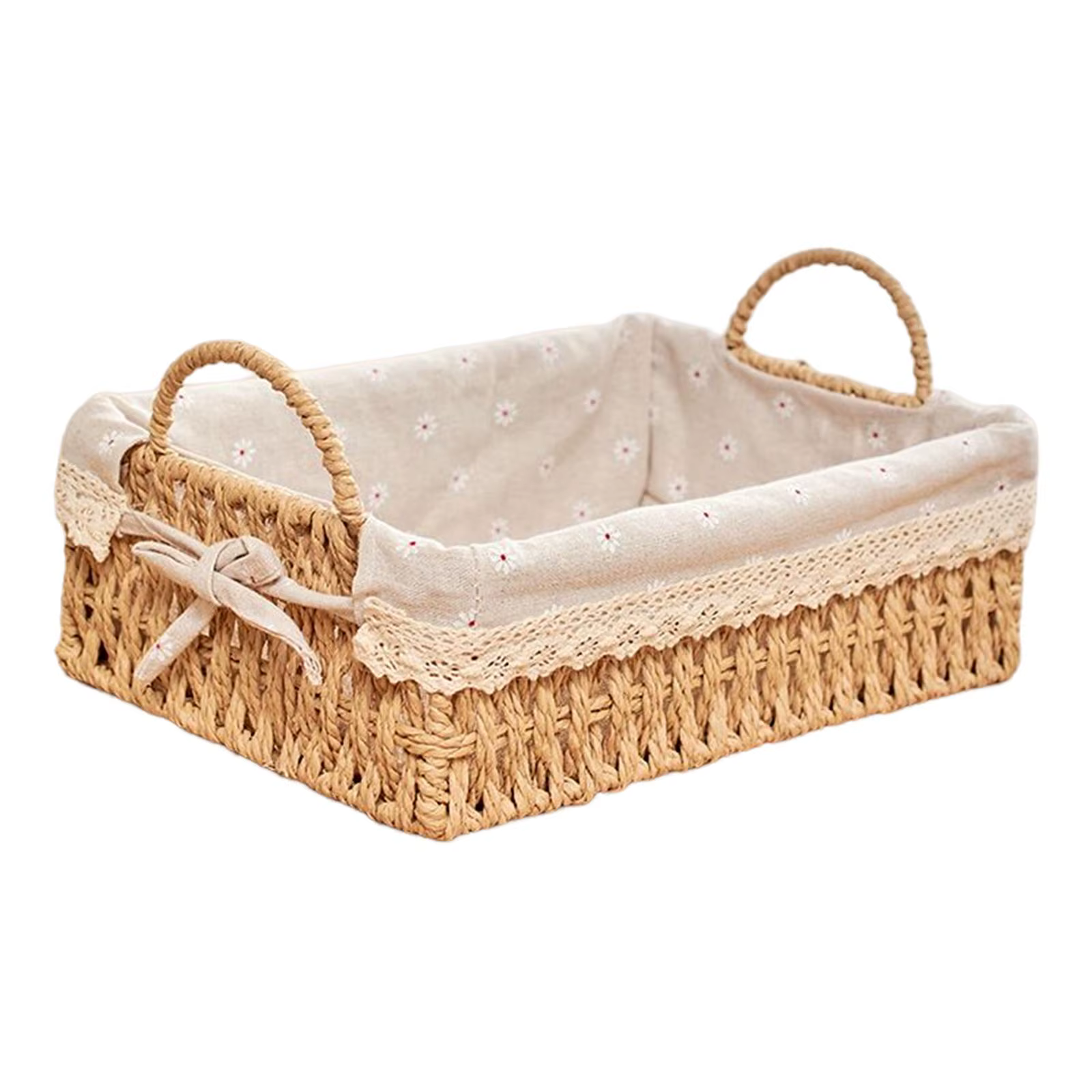 Paniers de rangement tissés, organisateur de cuisine tissé à la main avec poignées, boîte à cosmétiq