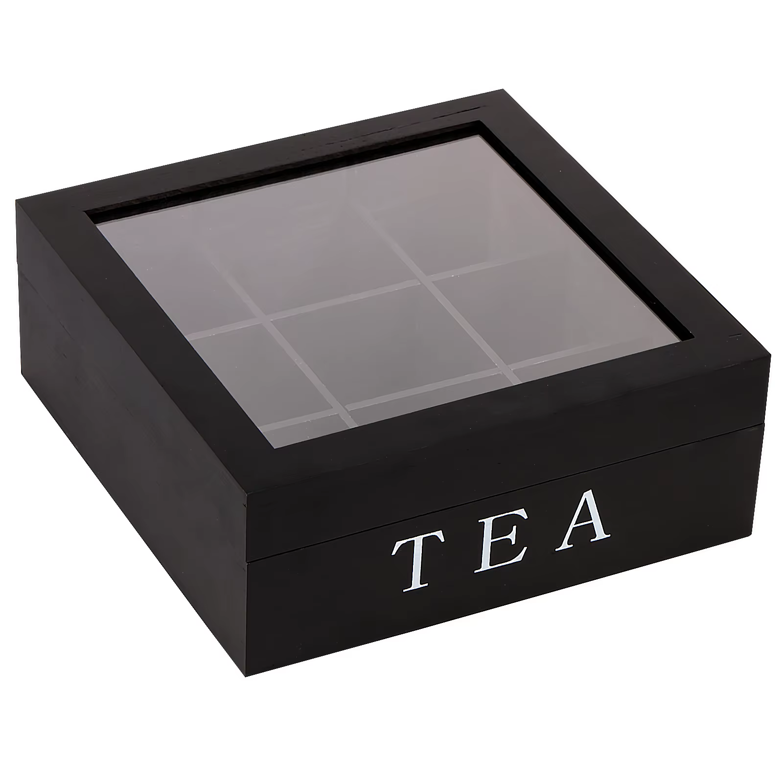 Boîte de rangement de sachets de thé en bois avec couvercle transparent, conteneur carré à 9 compart