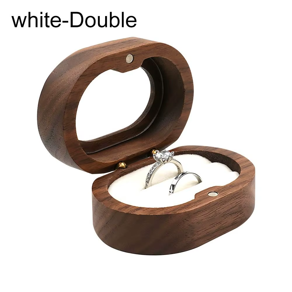 Boîte de fiançailles en bois pour amoureux, présentoir de bagues, boîte à bijoux, boîte de rangement