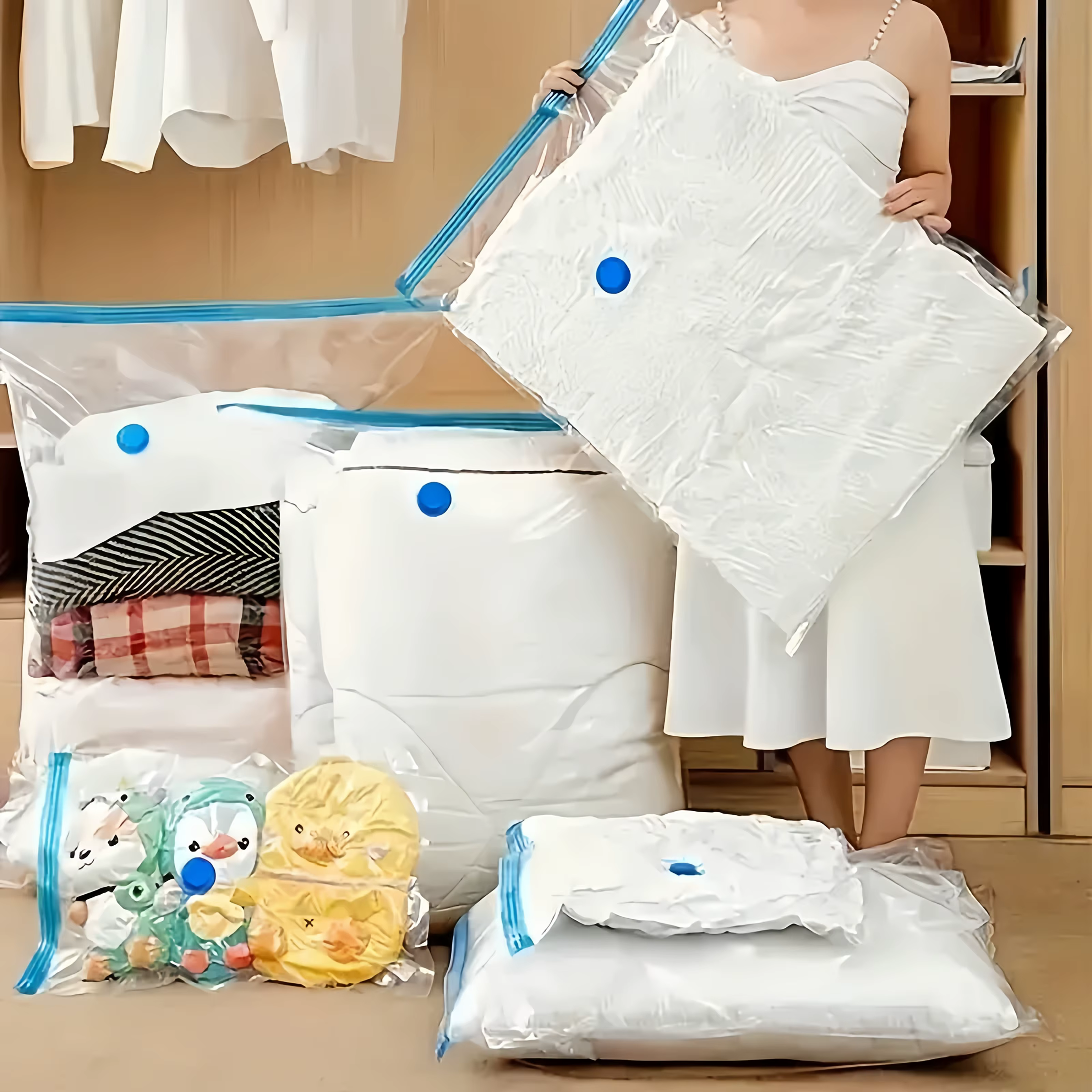 Lot de 3/5/10 Sacs de Rangement sous Vide pour Vêtements et Literie Sacs de Compression Économiseurs