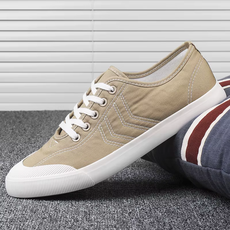 Hommes toile blanche chaussures décontractées coréen à lacets respirant antidérapant résistant à l'u
