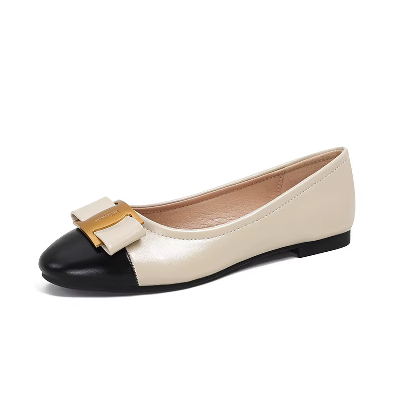 Chaussures décontractées pour femmes, style color block avec nœud, à bout ouvert, semelle épaisse, n