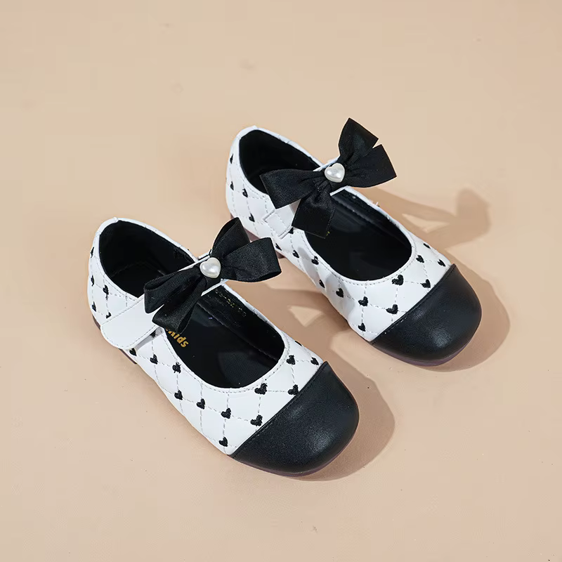 Chaussures en cuir de princesse pour filles, chaussures décontractées, patchwork, boucle à crochet, 