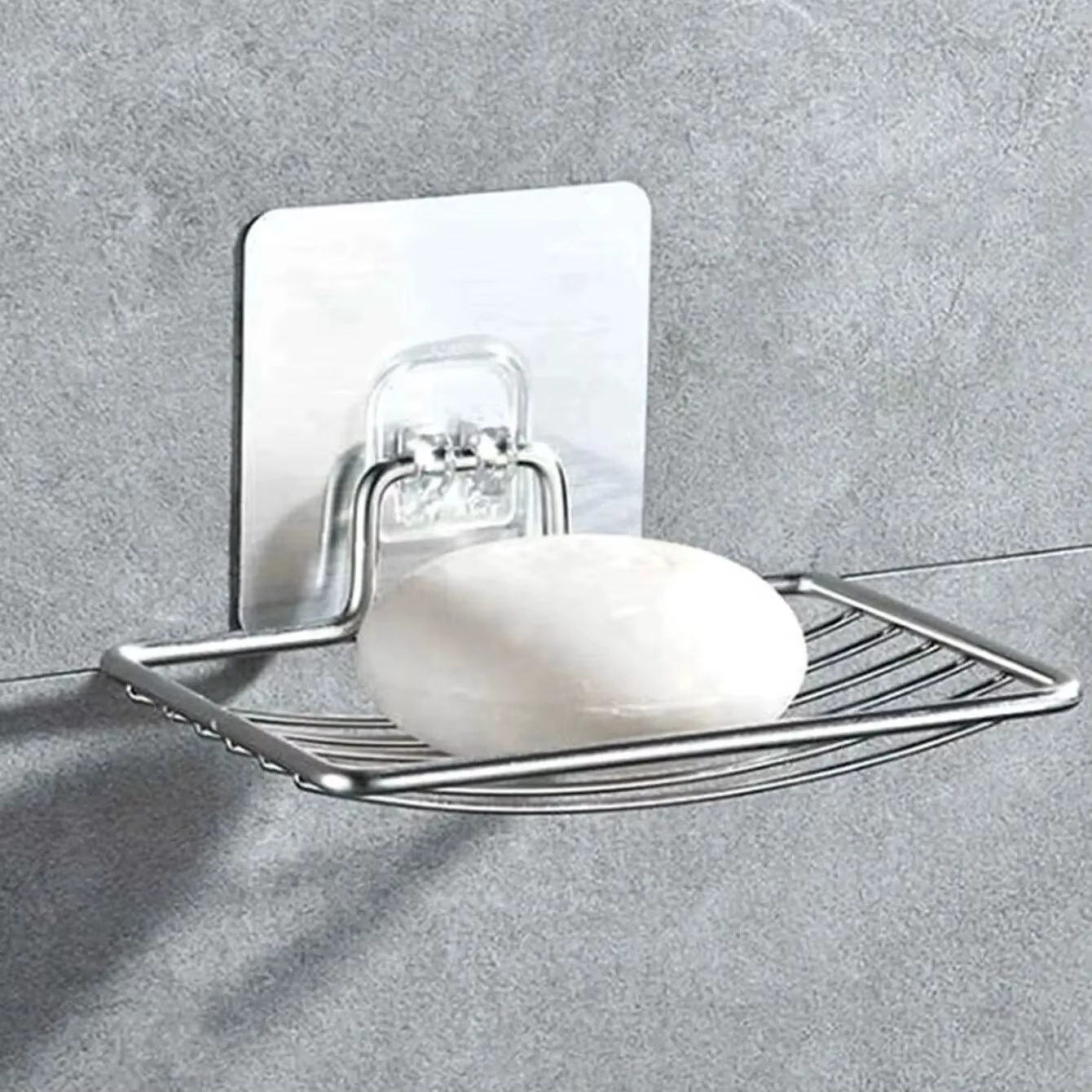 Support mural en acier inoxydable pour savon, étagère de drainage simple couche, sans perçage, sans 