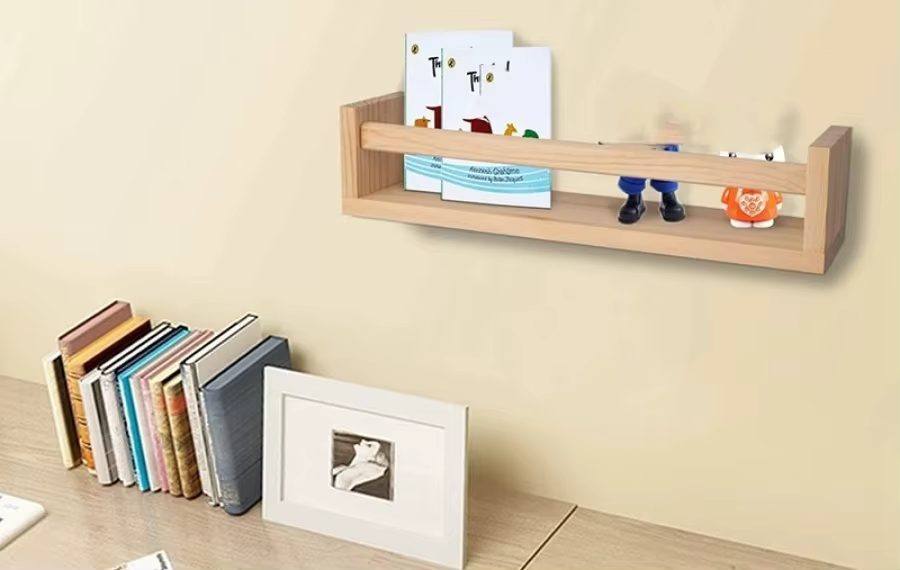 Étagères murales flottantes en bois naturel – Rangement mural de style rustique classique pour salle