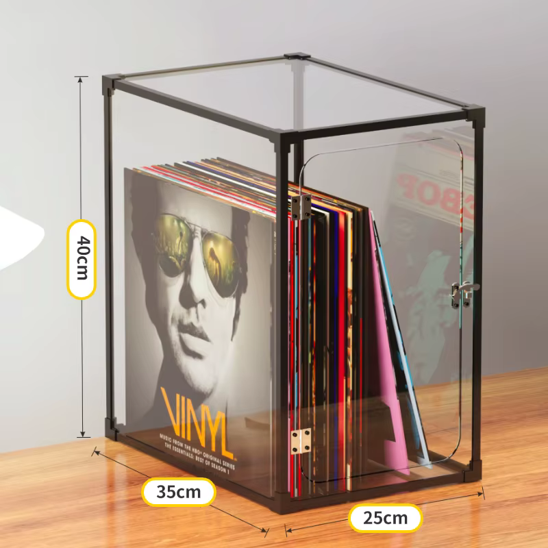 Boîte de rangement transparente à Six faces pour disques vinyles, armoire de rangement Durable, prés