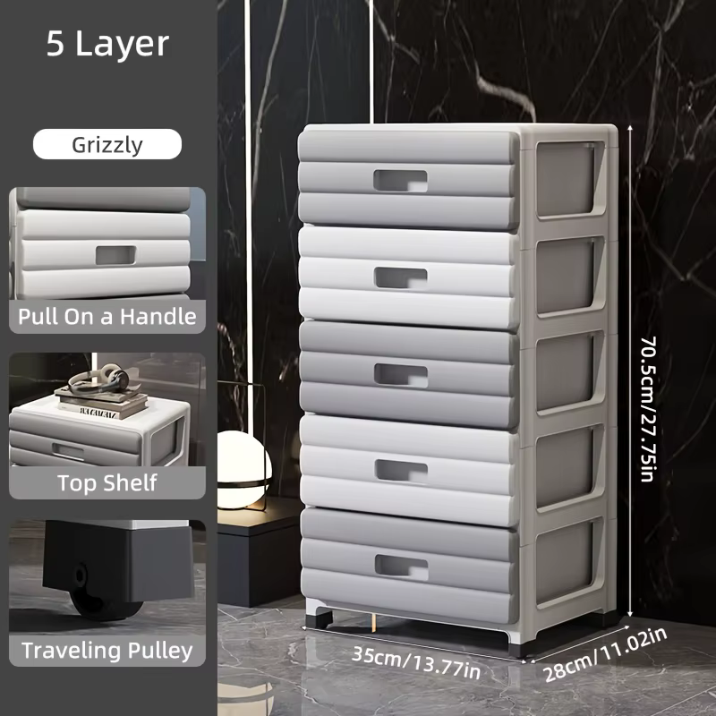 Armoire de rangement blanche à 5 tiroirs – Glissière robuste et fluide pour placard, bureau, organis