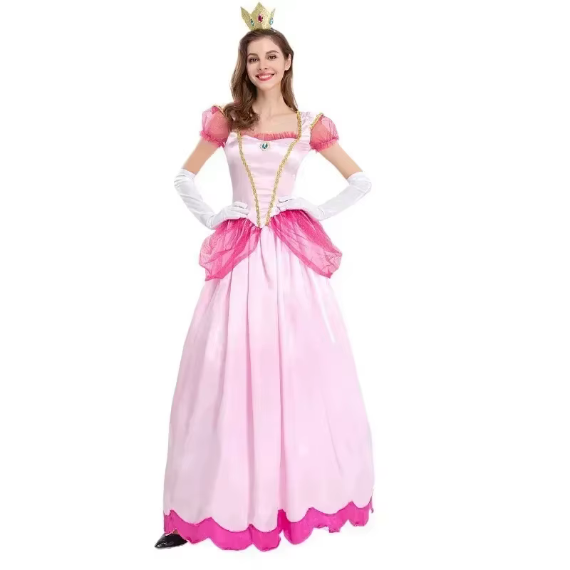 Robe de Princesse Rose pour Femme, Jupe de Reine, Tenue de ixde Palais, Vêtements en Fleurs de Pêche