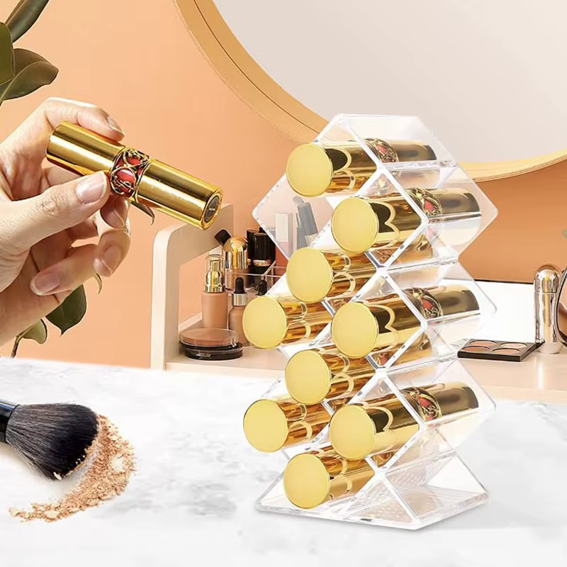 Boîte de rangement à 10 compartiments pour rouges à lèvres, boîte à bijoux cosmétiques, présentoir à