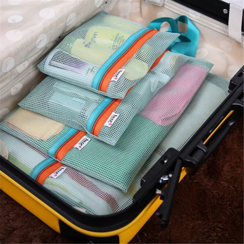 4 pièces/ensemble sac de rangement de voyage Portable sac en maille de voyage étui vêtements de toil